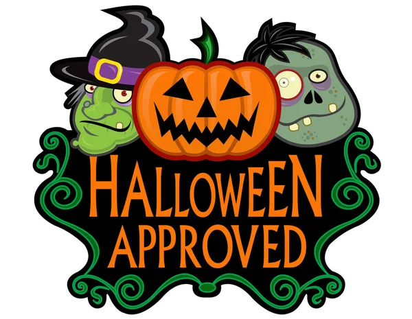 Sello de carácter aprobado por Halloween — Vector de stock