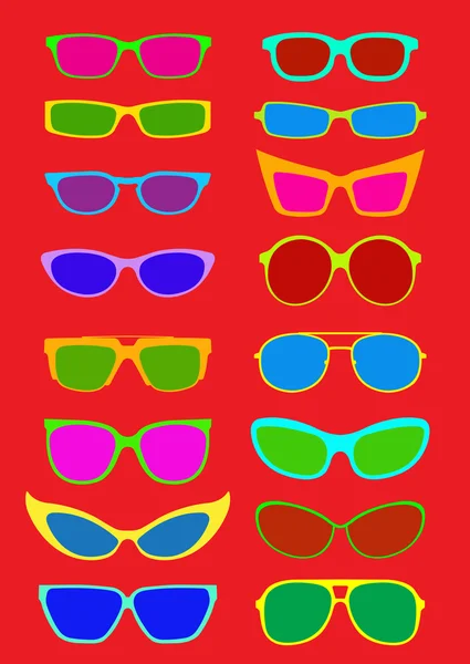 Collection de lunettes de soleil en couleurs estivales — Image vectorielle