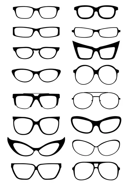 Brille und Sonnenbrille Silhouetten — Stockvektor