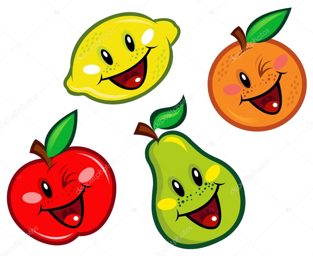 Happy Fruits Characters — Stock Vector © renomartin #13703334