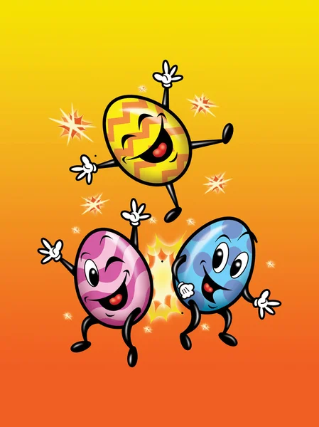 Tres huevos de Pascua feliz Ilustración — Foto de Stock