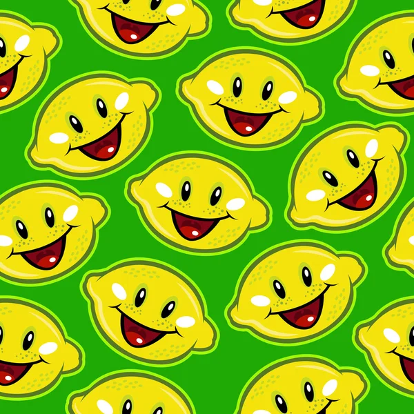 幸せなレモンのシームレスなパターン — ストックベクタ