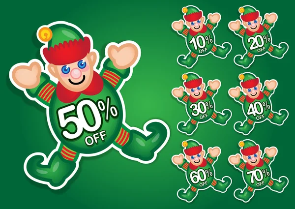 Santa's Elf vector discount stickers — Stock Vector