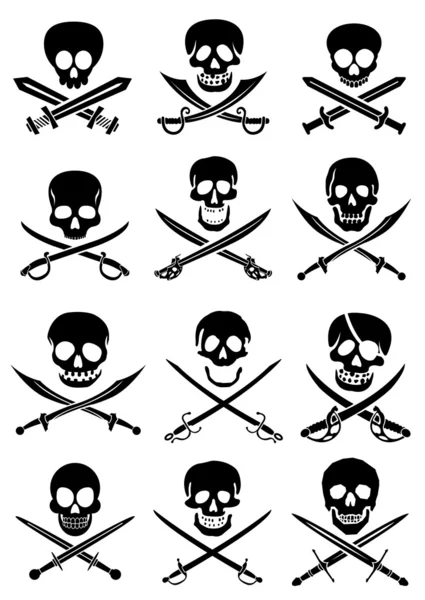 Crossed Swords with Skulls — Stock Vector