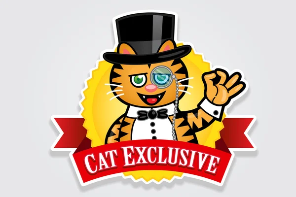 Cat Exclusive Seal Sticker — Stock Vector