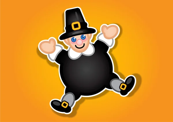 Thanksgiving Pilgrim Vector Sticker, Label — Stockvector