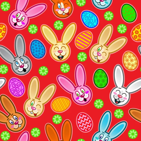 Easter seamless pattern with eggs and rabbits — Stock Vector