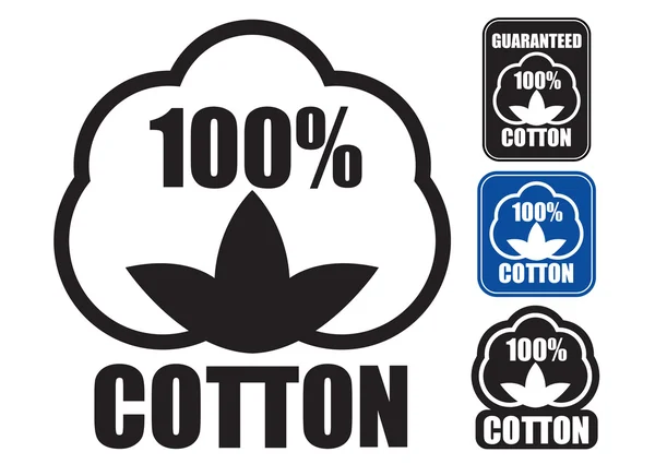 100 Cotton Icon. in three styles. — Stock Vector