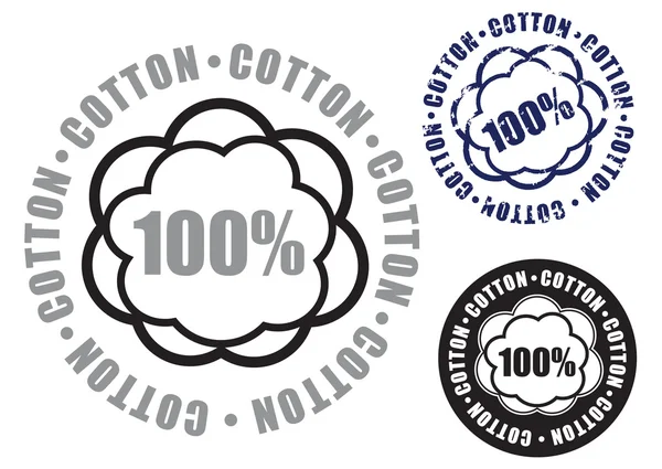 100 Cotton Icon. in three styles. — Stock Vector