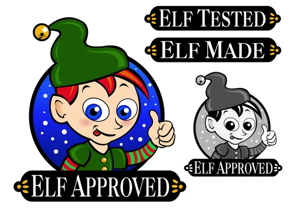 Elf Aprobado, Probado, Hecho icono, Marca, Sello — Vector de stock