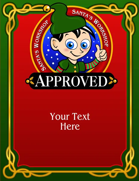 Santa's elf goedkeuring card, diploma — Stockvector