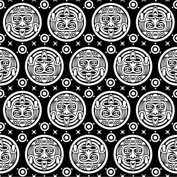 阿兹台克人的无缝背景的黑色 & 白色 — 图库矢量图片