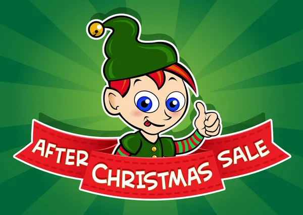 Após a venda de Natal banner / Elfo —  Vetores de Stock