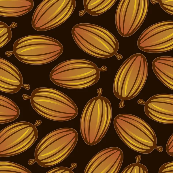 Cocoa Fruit Seamless Pattern — Stock Vector