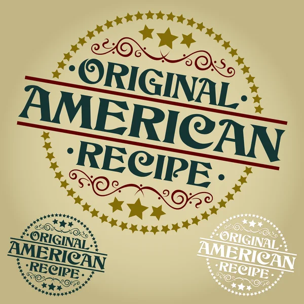 Sello o insignia original de la receta americana — Vector de stock