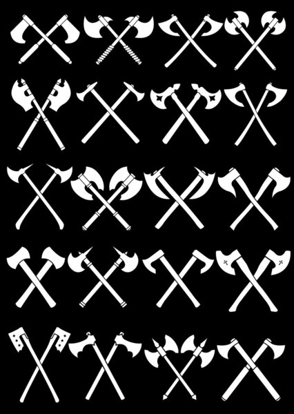 Crossed Axes Set in Black Background