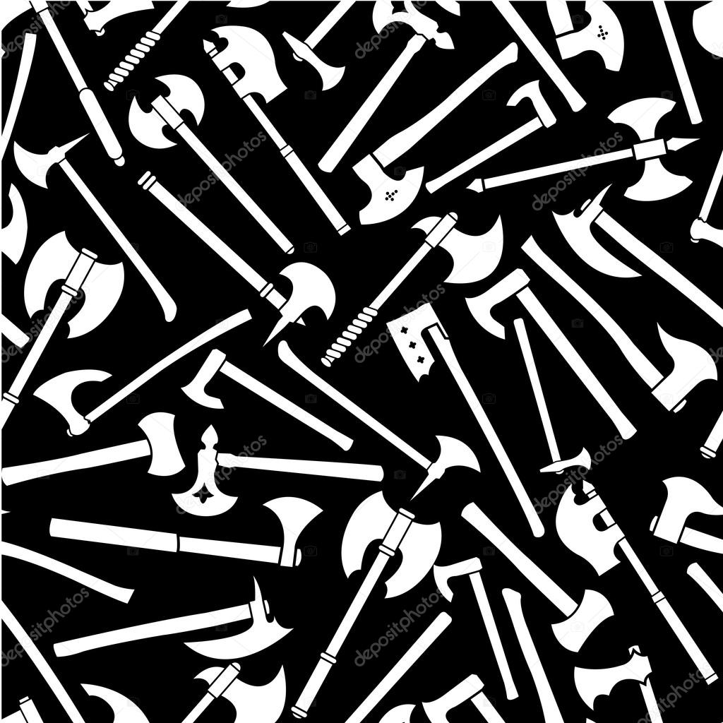 Axes Seamless Pattern in Black & White