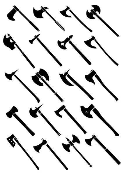 Силуэты топоров и топоров — стоковый вектор