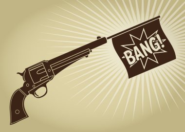 Vintage revolver bang bayrak ile tarz