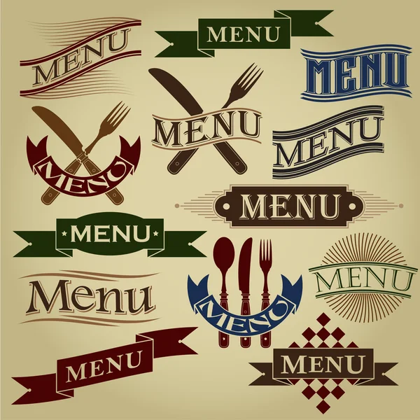 Vintage Styled MENU Calligraphic Designs — Stock Vector