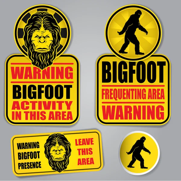Znaki ostrzegawcze Bigfoot — Wektor stockowy