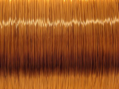 Bakır emaye tel bobin üzerinde.