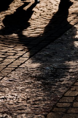 bir kaldırım taşı üzerinde gölgeler