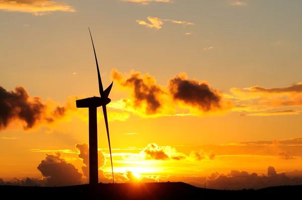 Windturbine in achtergrondlicht — Stockfoto