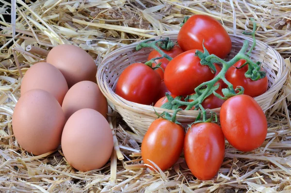Eggs and tomatoes — Stock Photo, Image
