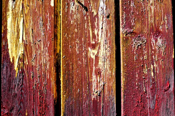 Aged wooden table with yellow markings — Stock Photo, Image