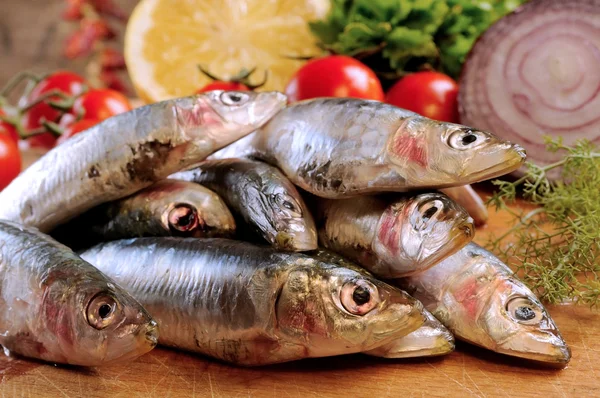 Ryby na prkně — Stock fotografie
