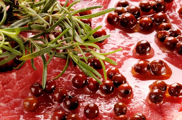 Steak pink pepper and rosemary — Stock Photo, Image