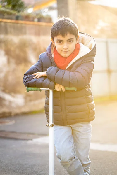 Direct Stare Young Cute Child Winter Time — Stock Photo, Image