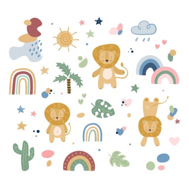 Gökkuşağı desenli şirin hayvanlar.