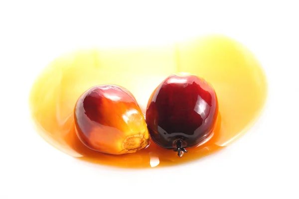 Oil palm fruit and cooking oil — Stock Photo, Image