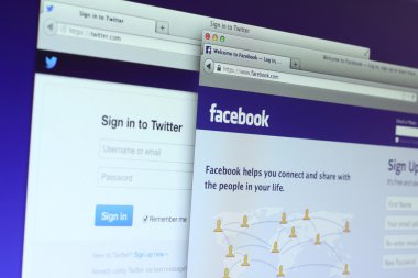 Facebook ve twitter ana Web sayfası