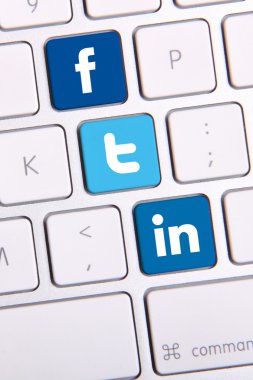 Facebook twitter ve LinkedIn klavye
