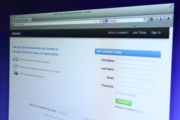 LinkedIn webbsida — Stockfoto