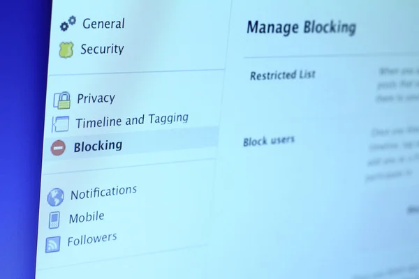 Facebook のブロック — ストック写真