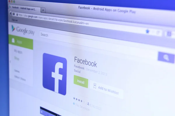 Facebook App on Google Play — Stock Photo, Image