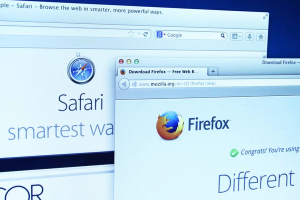 Mozilla Firefox y Safari Sitio web — Foto de Stock