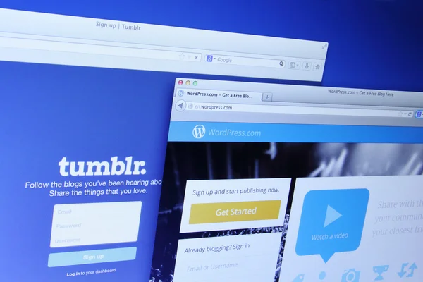 WordPress e Tumblr Webpages — Fotografia de Stock