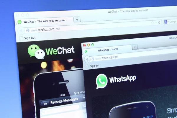 Сайт WhatsApp и WeChat — стоковое фото
