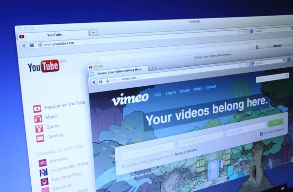 Vimeo a youtube stránky — Stock fotografie