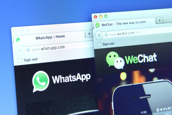 WhatsApp och wechat webbsida — Stockfoto