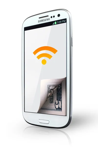 Smartphone and cash money — Stock Photo, Image