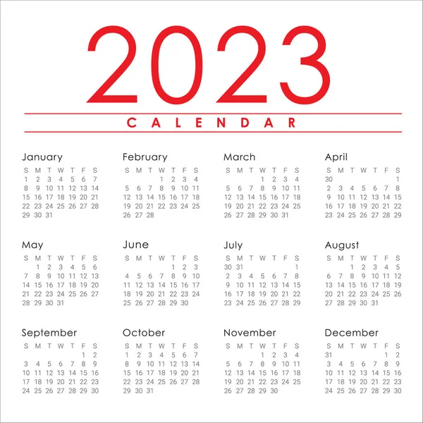 2023 Year Calendar — 图库矢量图片#