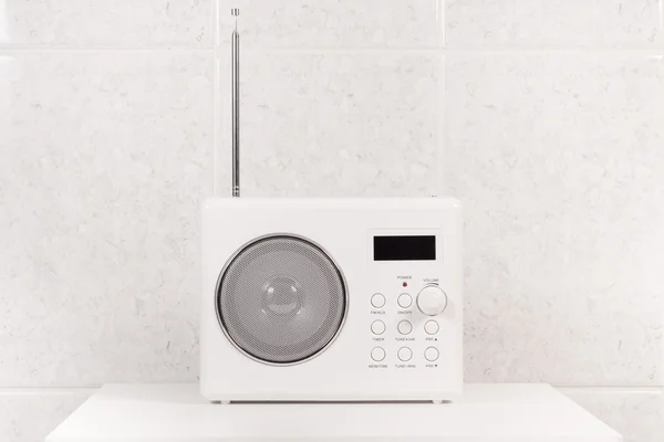 White modern bathroom radio — Stock Photo, Image