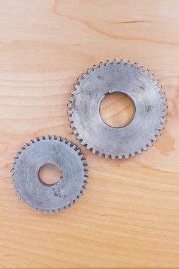cogwheels ahşap zemin üzerinde Üstten Görünüm