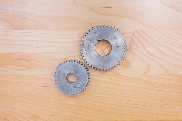 cogwheels ahşap zemin üzerinde Üstten Görünüm